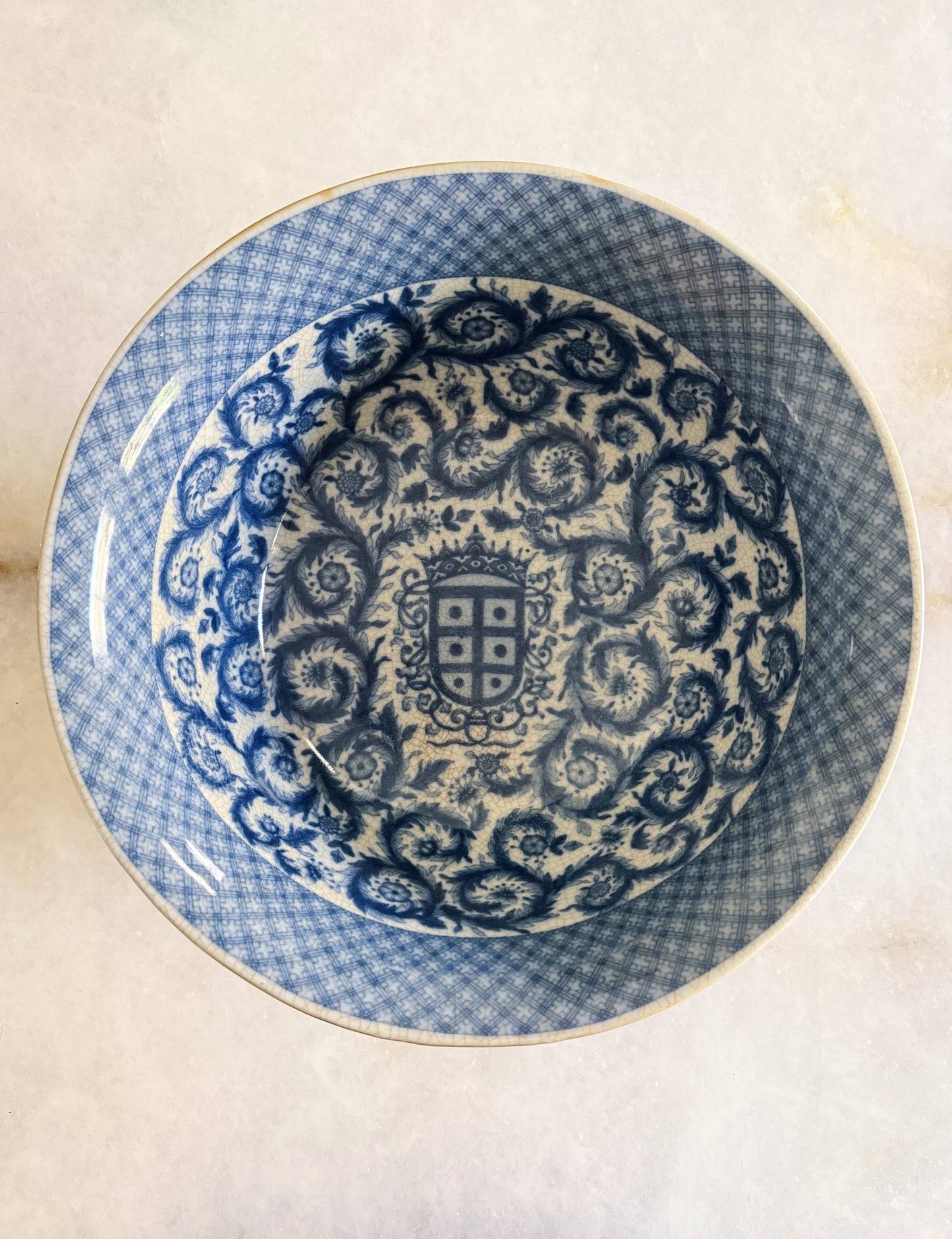 Blue & White Porcelain Bowl with Bronze Ormolu Base