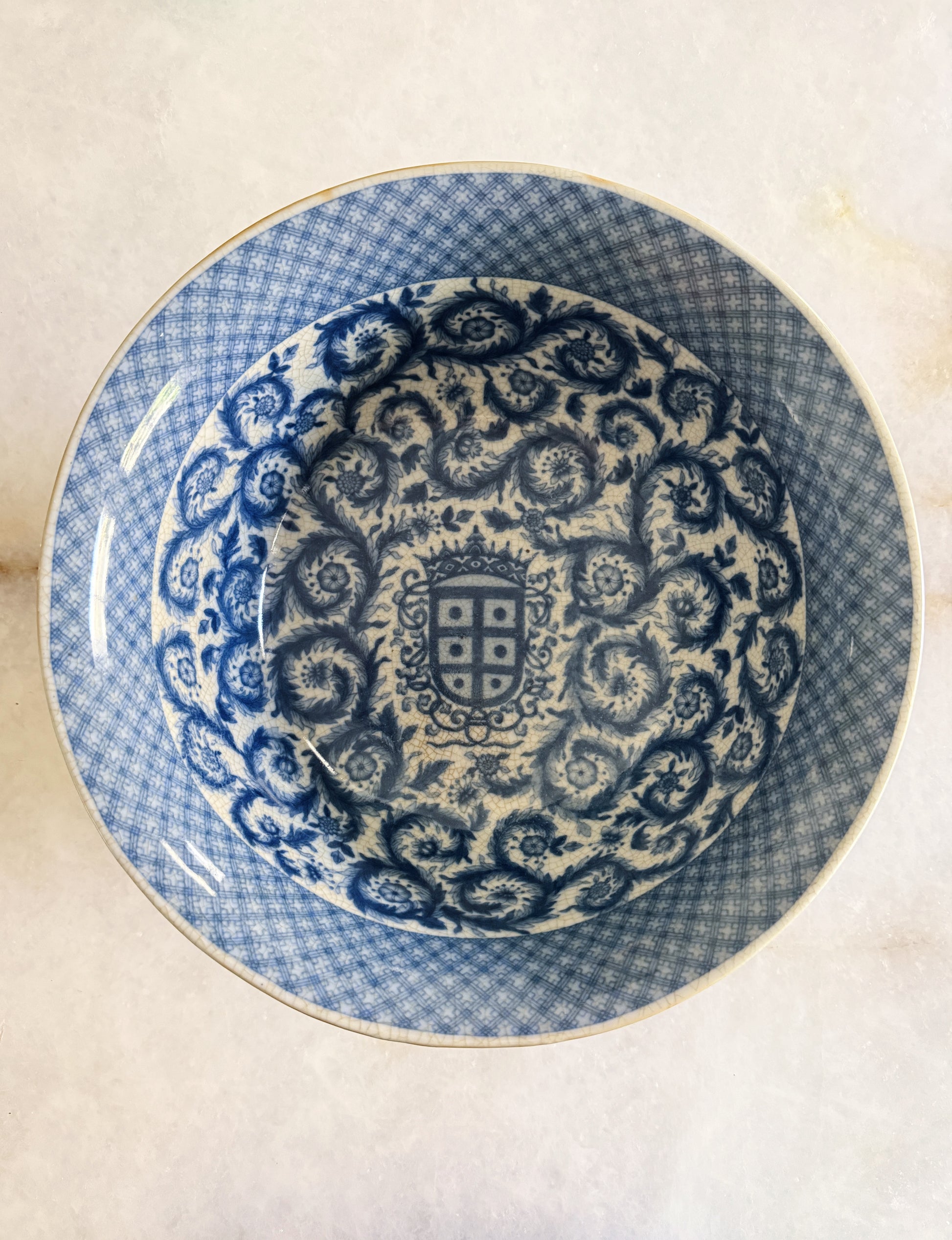 Blue & White Porcelain Bowl with Bronze Ormolu Base