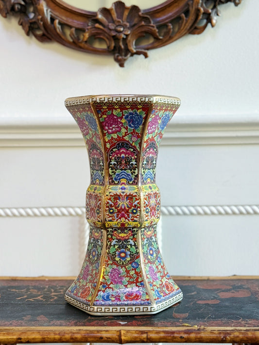 Hand Painted Hexagon Shaped Vase