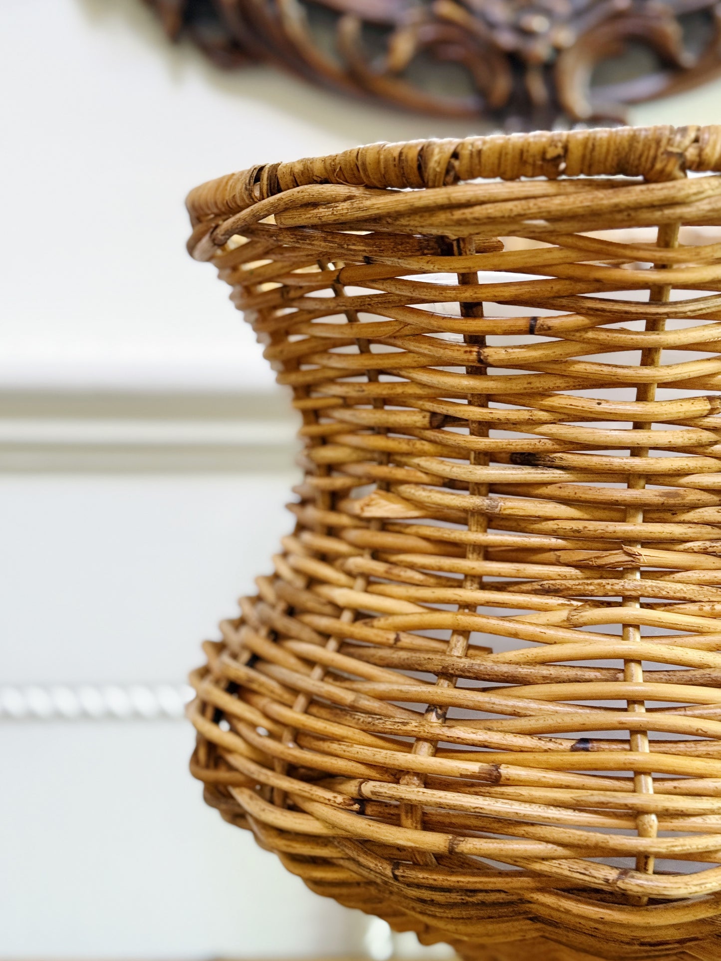 Handwoven Wicker Pedestal Urn