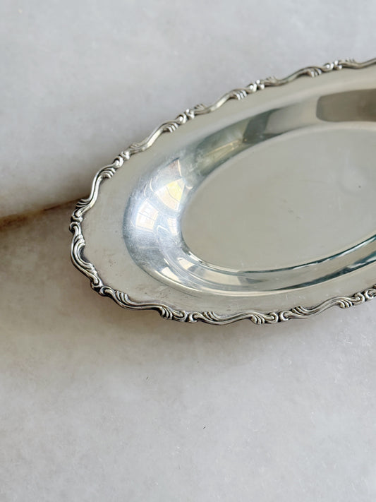 Vintage Silver Oval Decorative Tray