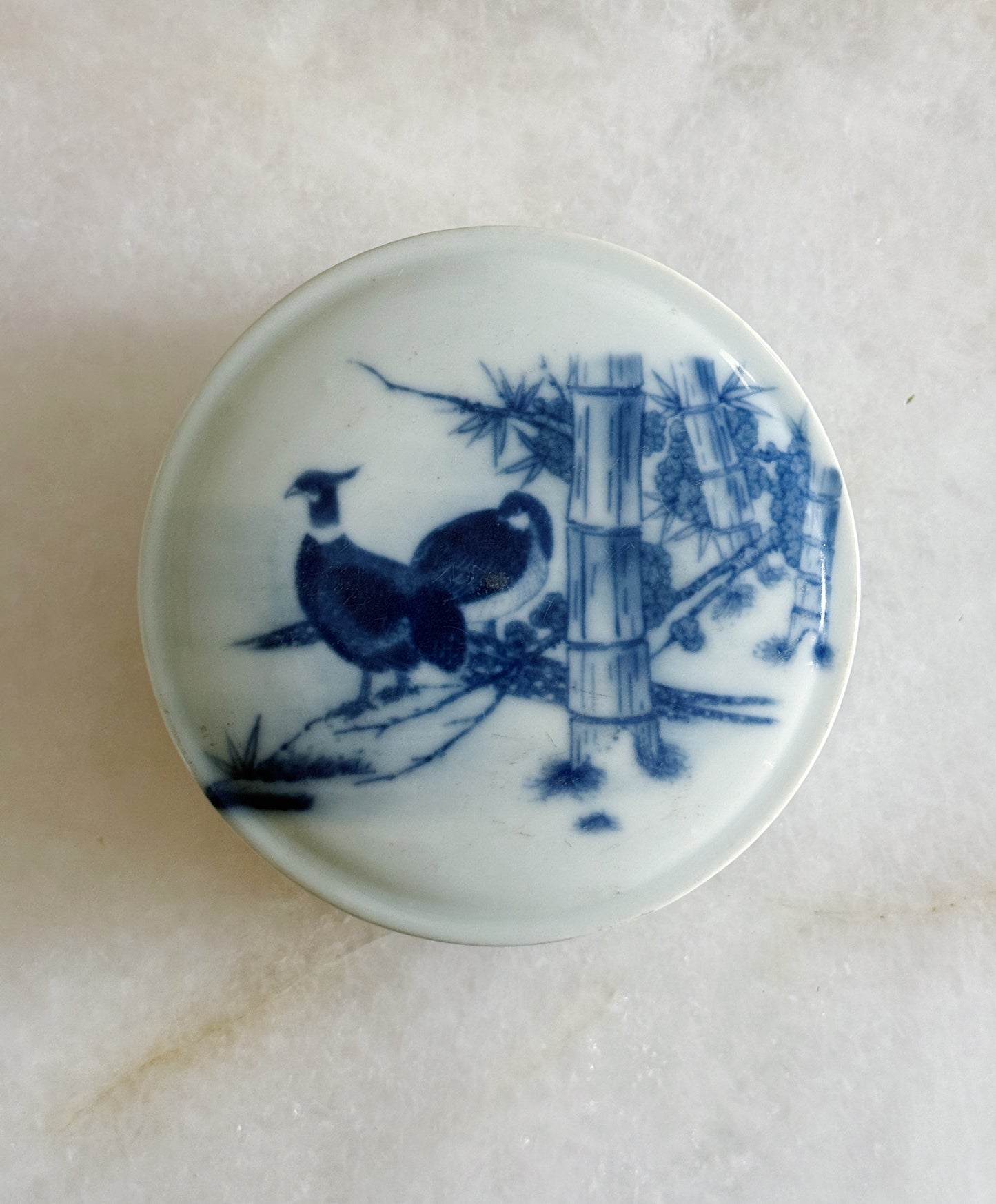 Blue & White Porcelain Pheasant Trinket Box