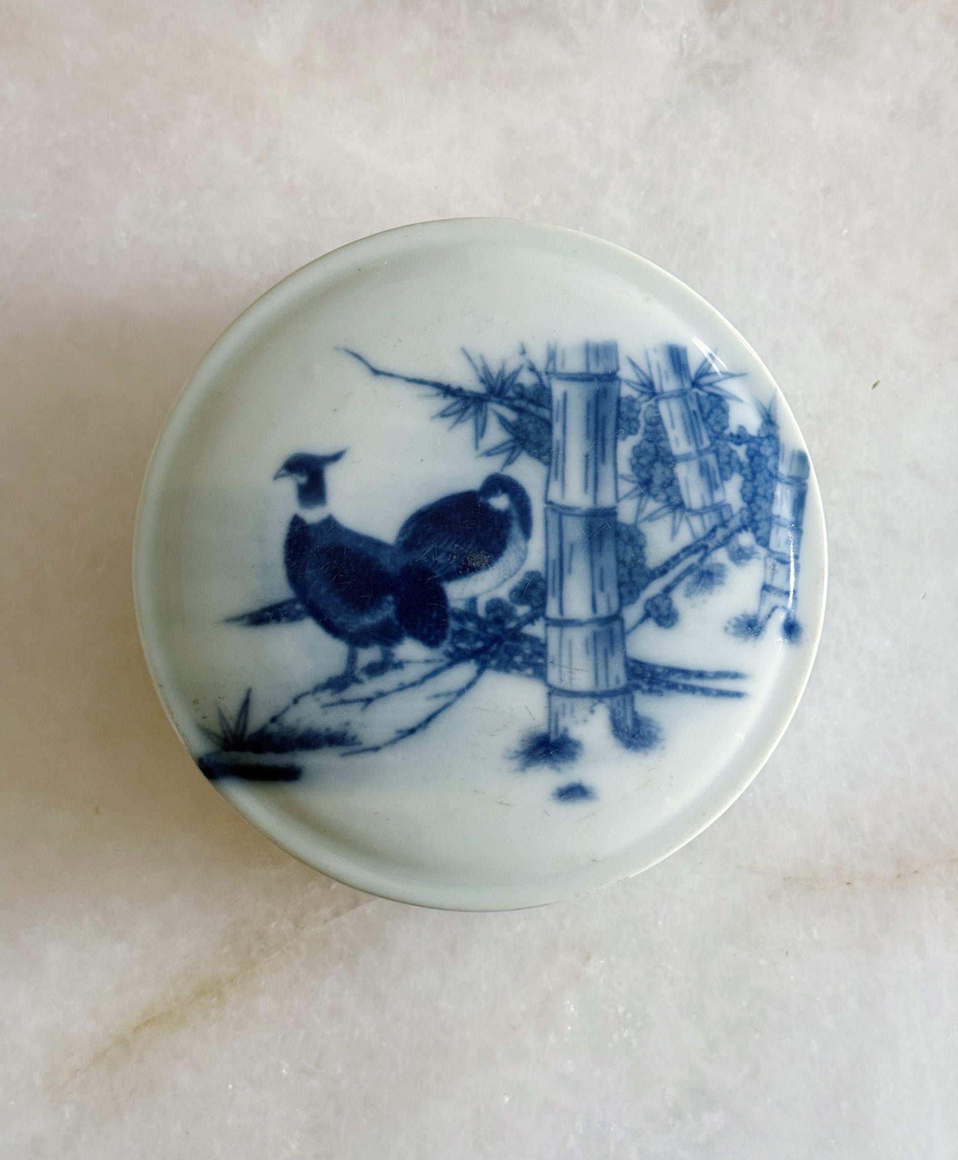 Blue & White Porcelain Pheasant Trinket Box