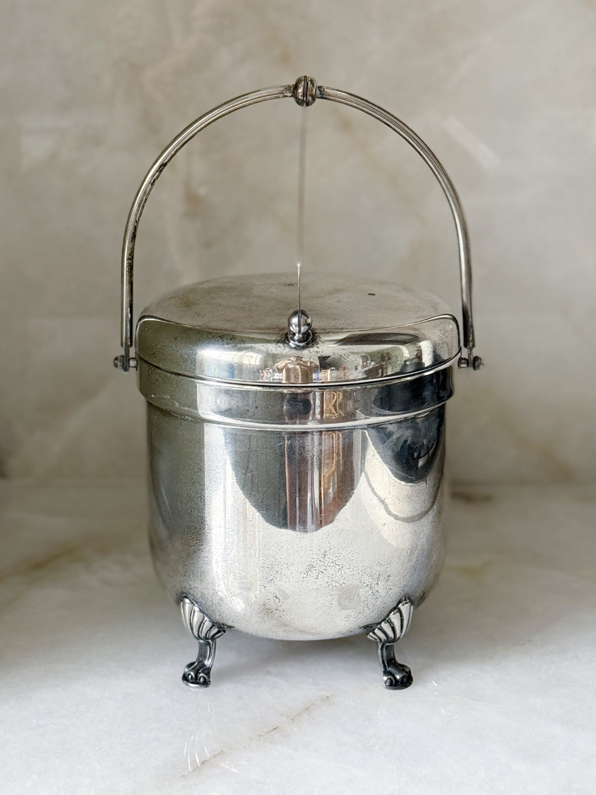 Vintage Silver Ice Bucket with Handle