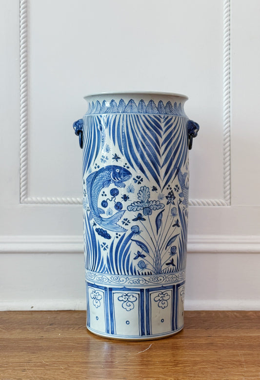 Blue & White Hand Painted Umbrella Stand