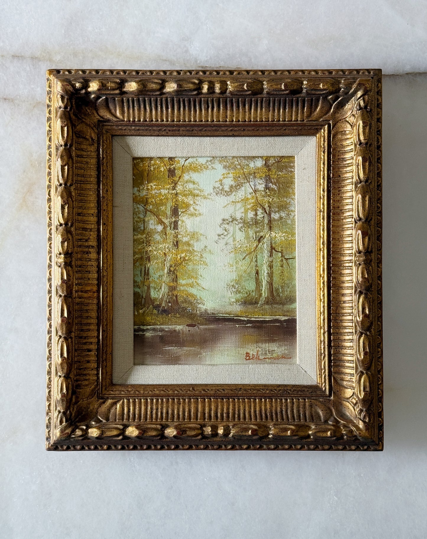 Vintage Framed Fall Landscape Oil Painting