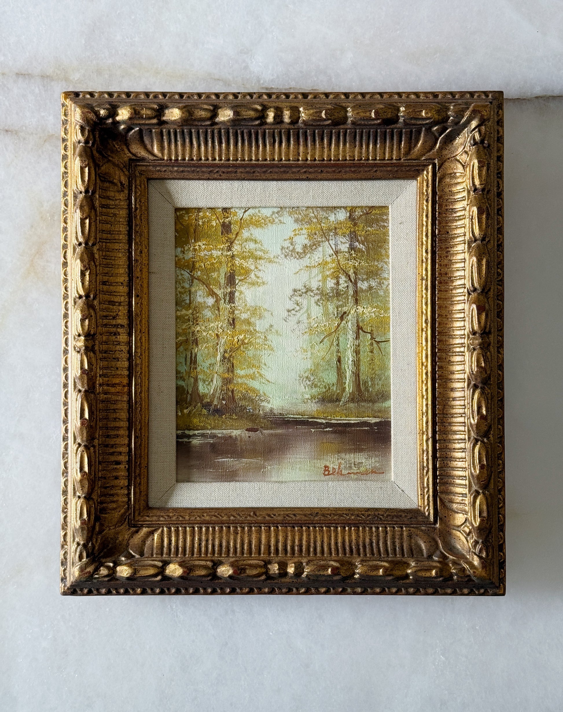 Vintage Framed Fall Landscape Oil Painting
