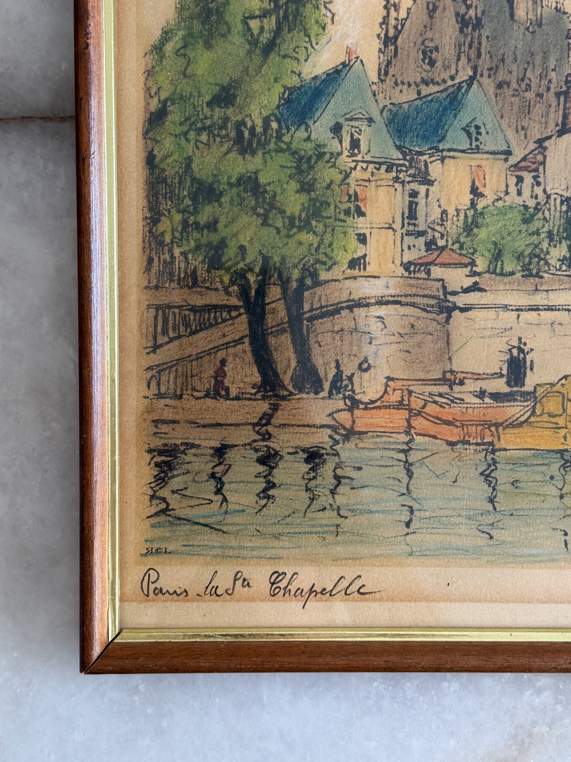 Vintage Framed Paris Architectural Etching
