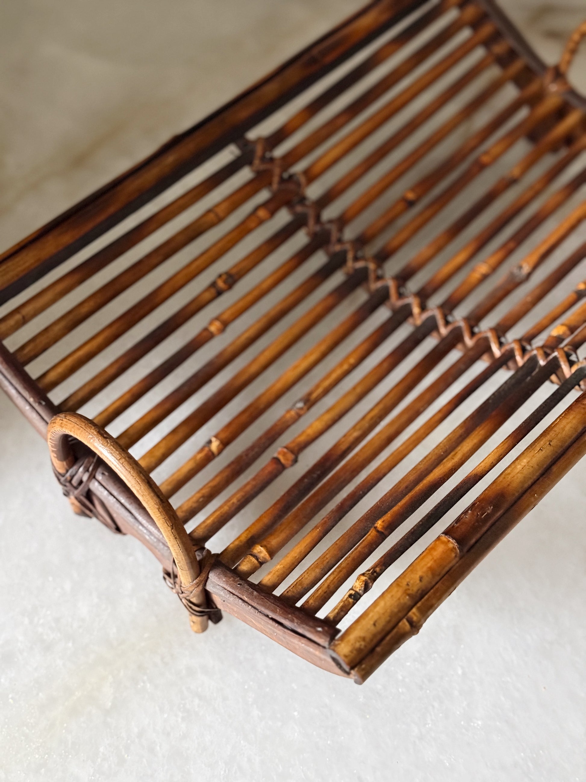 Vintage Hollywood Regency Tortoise Bamboo Tray