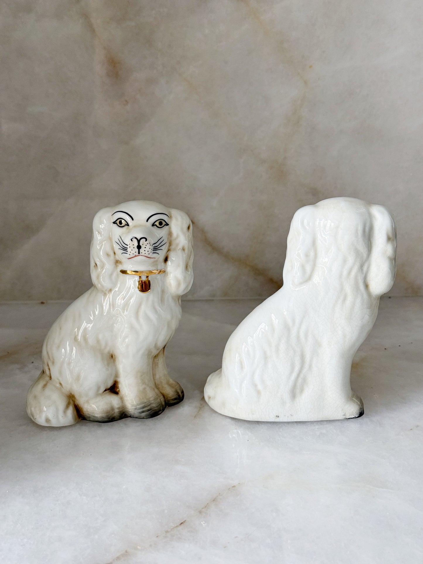 White Staffordshire Dog Figurines – Pair | Classic Porcelain Decor