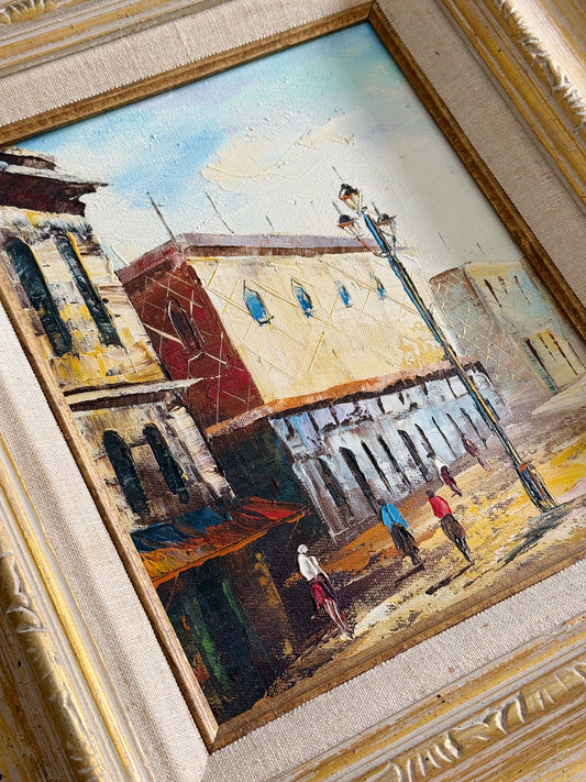 Original Framed Oil Painting– Sunlit Mexican Street Scene