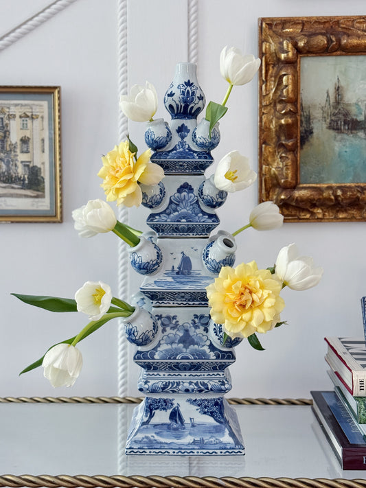 Blue and White Porcelain Tulipiere Vase