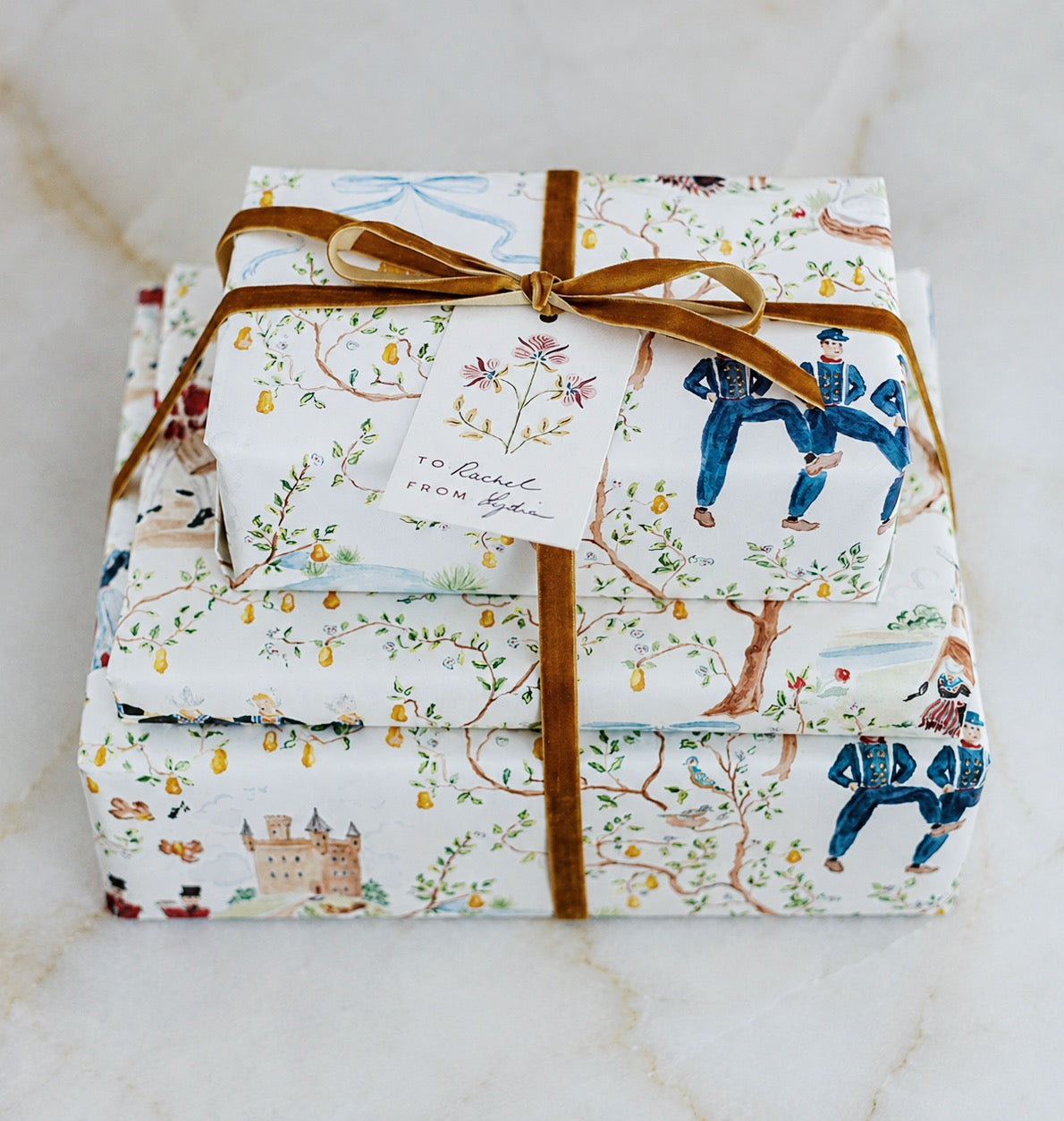 Twelve Days of Christmas Toile Wrapping Paper