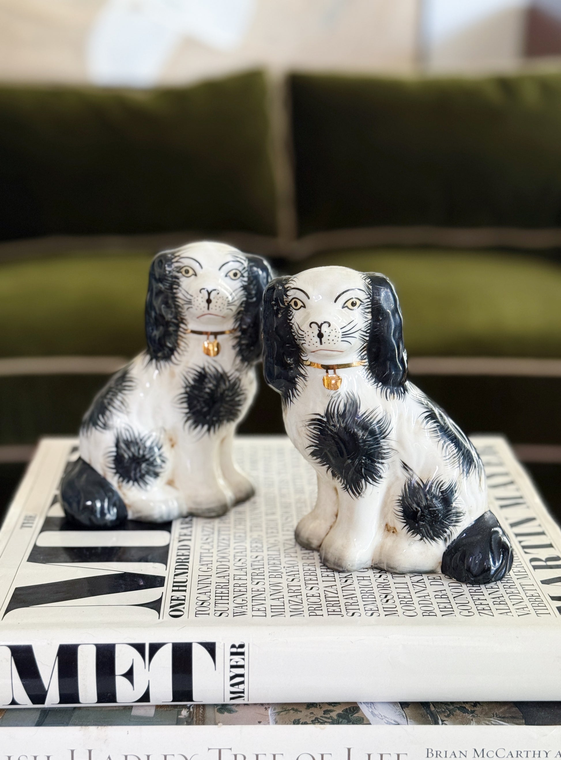 Black & White Staffordshire Dog Figurines – Pair | Traditional Decor