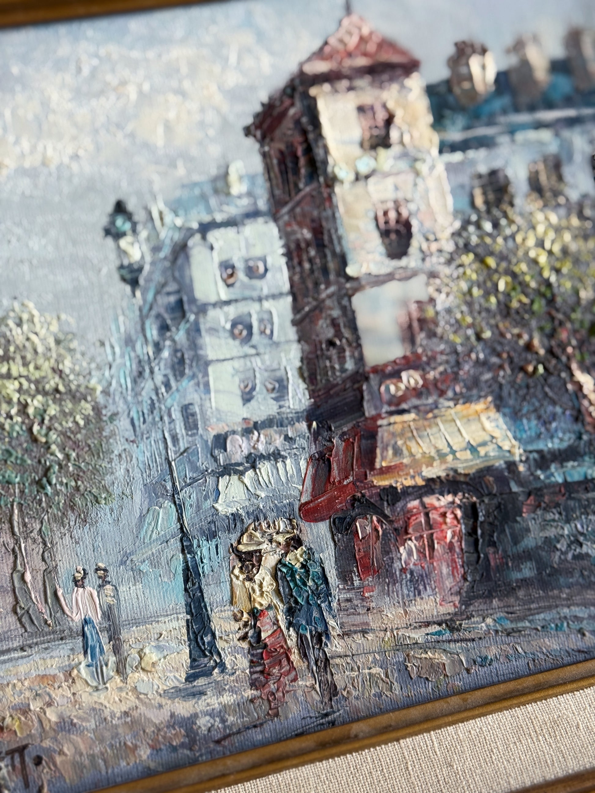 Vintage Oil Painting – European City Scene