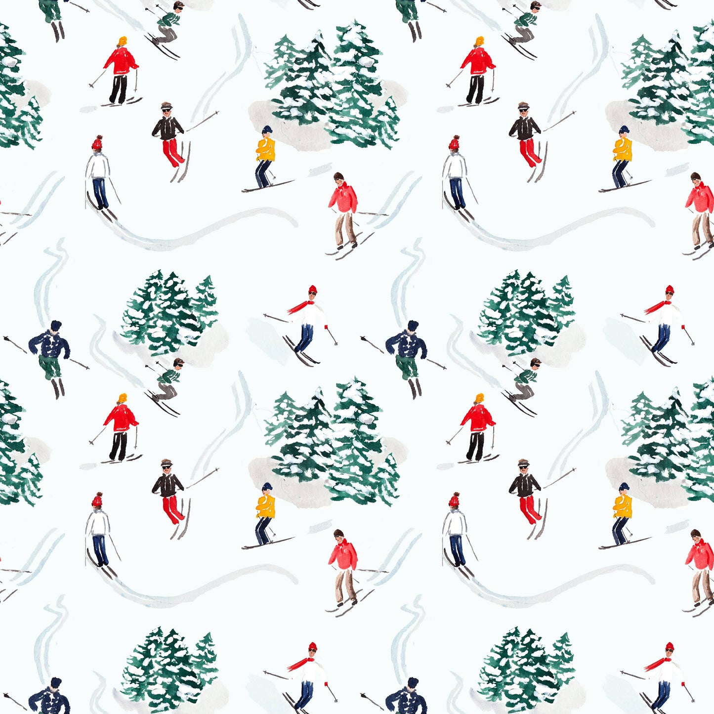 Vintage-Inspired Skier Wrapping Paper