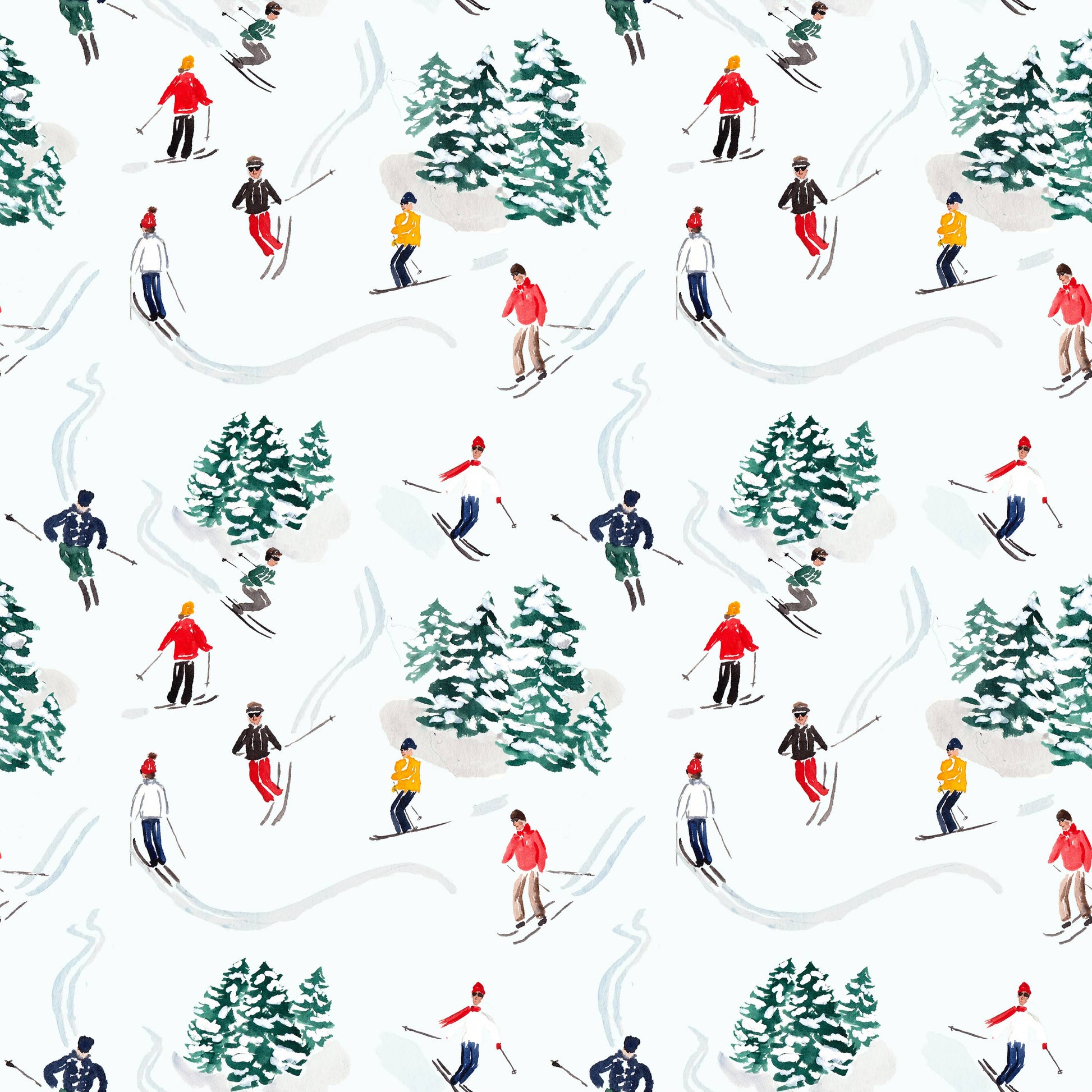 Vintage-Inspired Skier Wrapping Paper