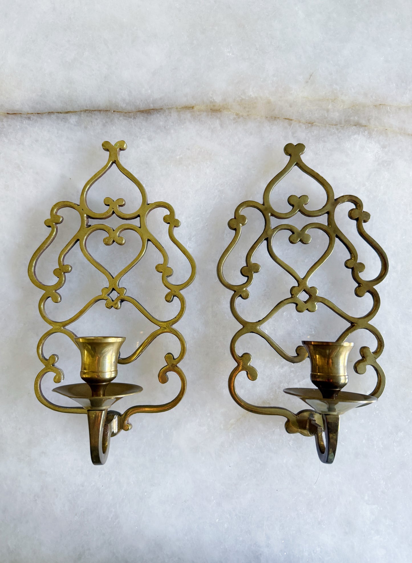 Set of Vintage Brass Scrolling Candle Sconces