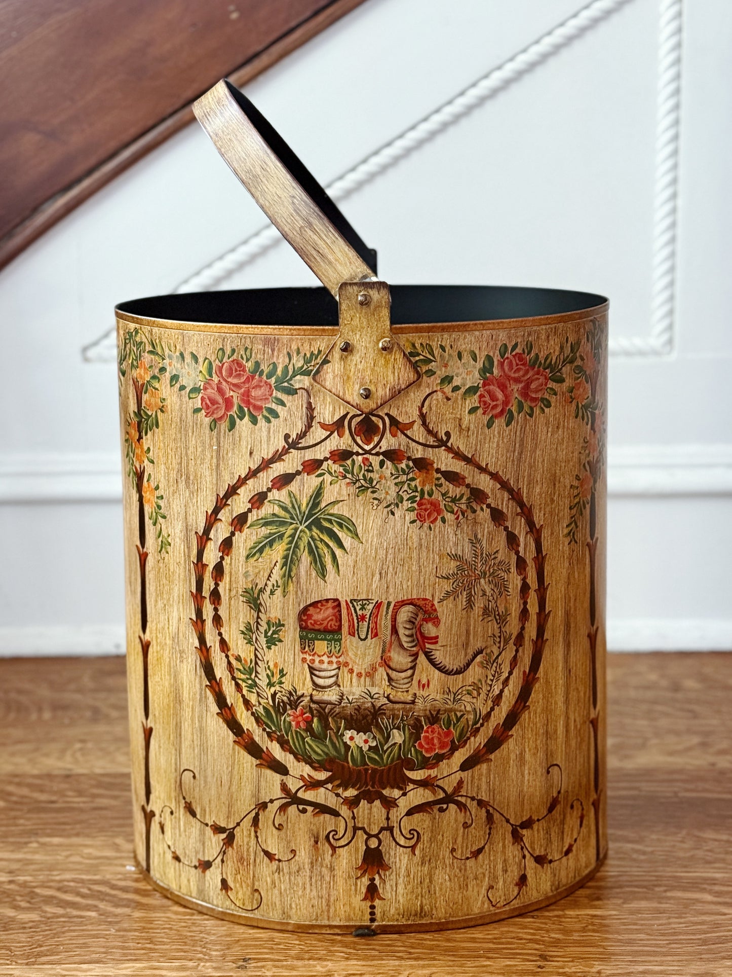 Elephant Tole Umbrella Stand with Handle