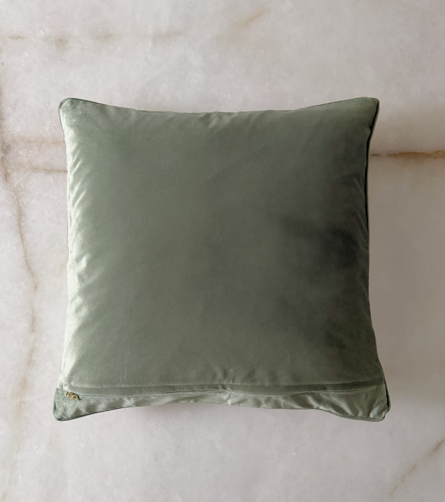 Sage Green Tapestry Pillow with Velvet Backing & Down Insert | 20x20 Accent Pillow