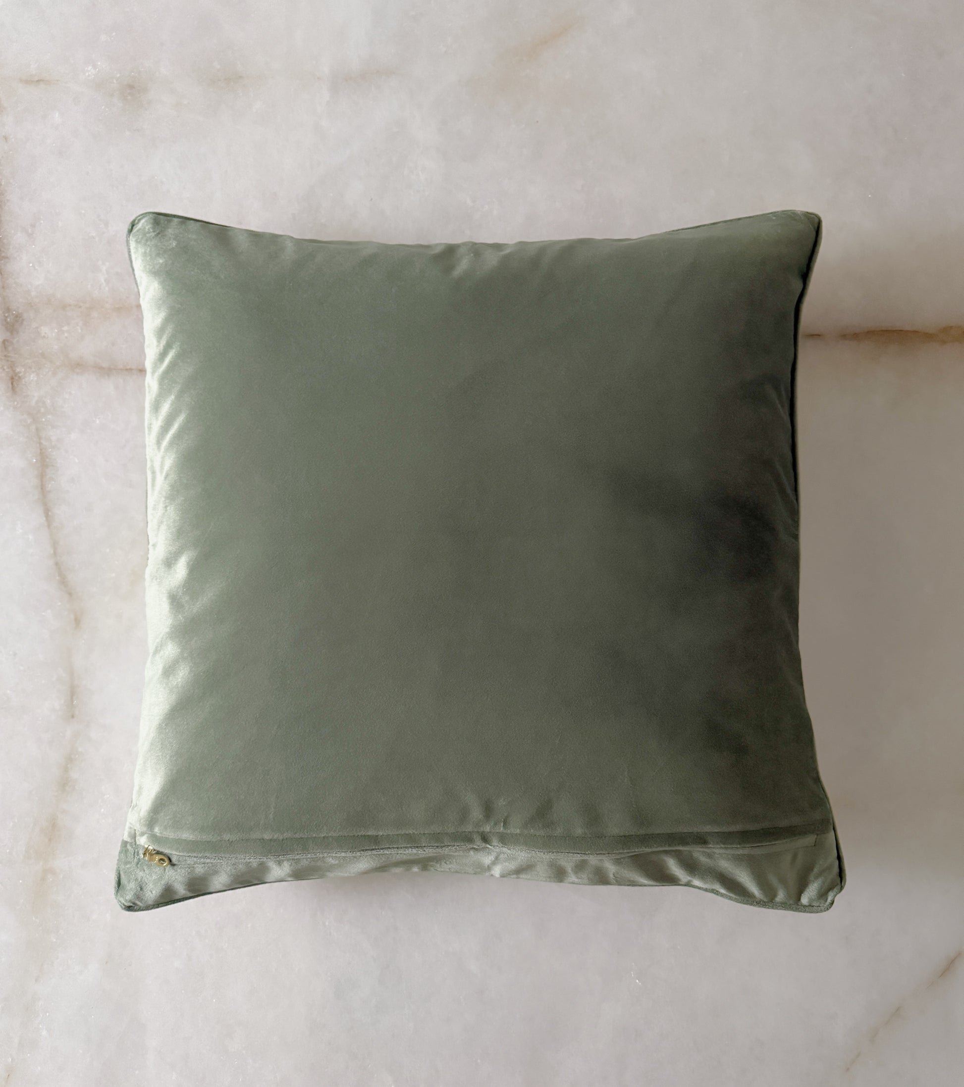 Sage Green Tapestry Pillow with Velvet Backing & Down Insert | 20x20 Accent Pillow