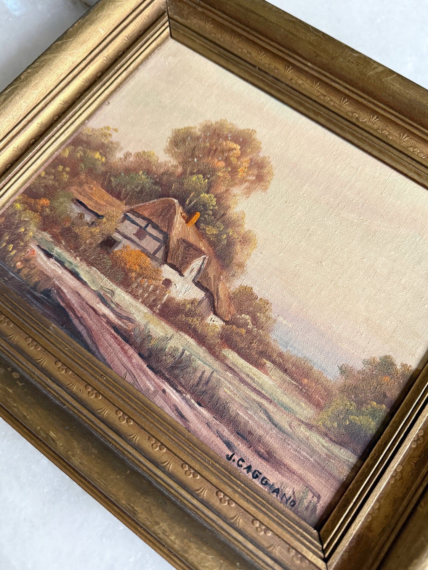 Vintage Framed Oil Painting, Country House - Joseph Caggiano