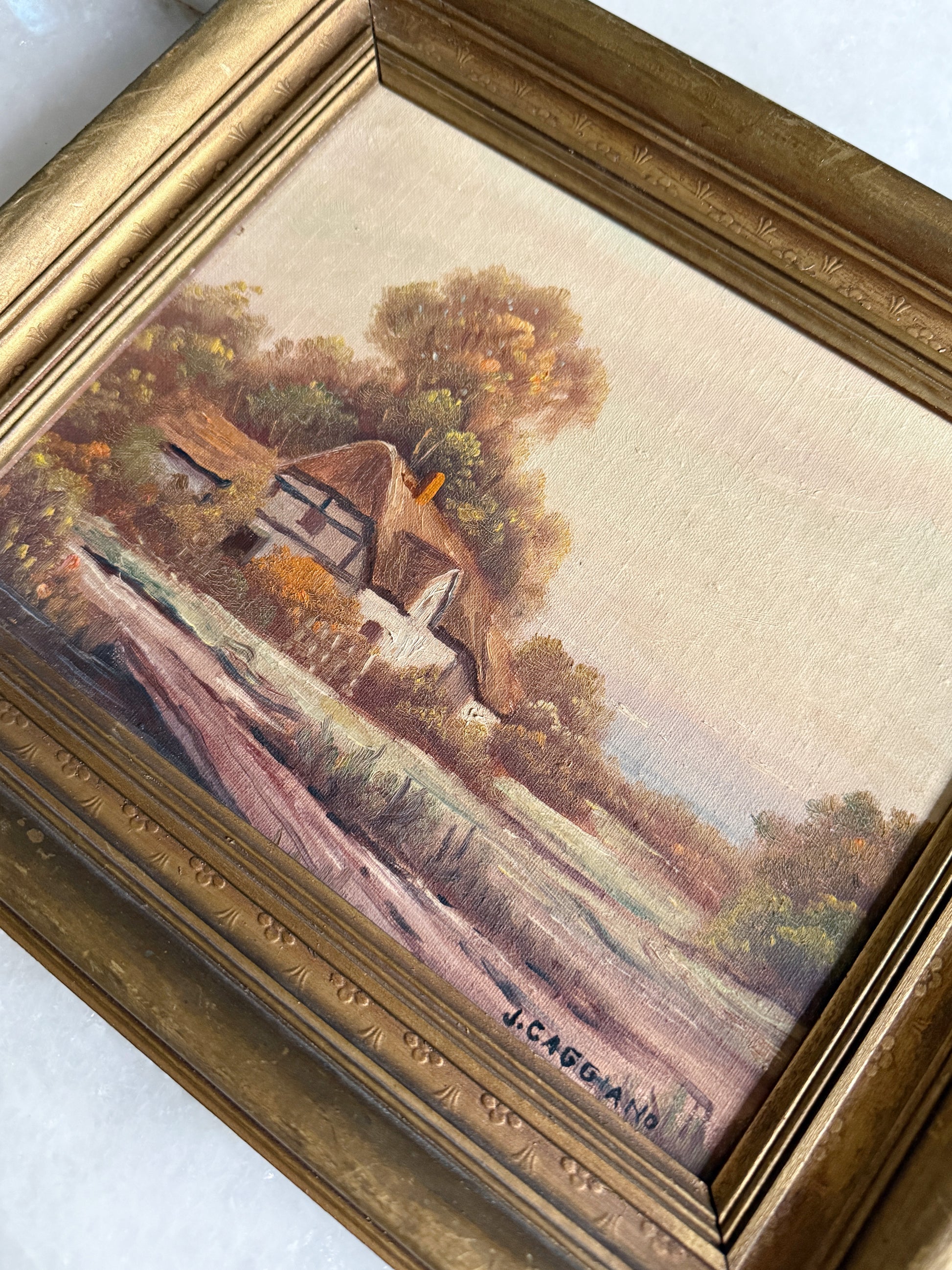 Vintage Framed Oil Painting, Country House - Joseph Caggiano