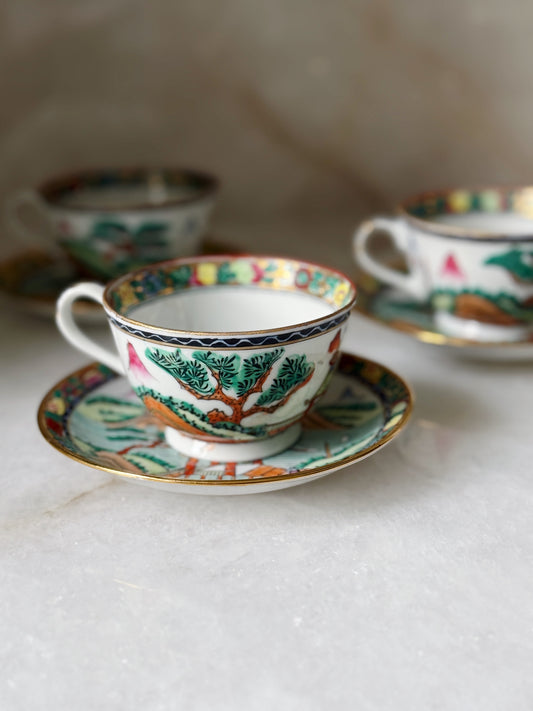 Vintage Eggshell Porcelain Teacups & Saucers