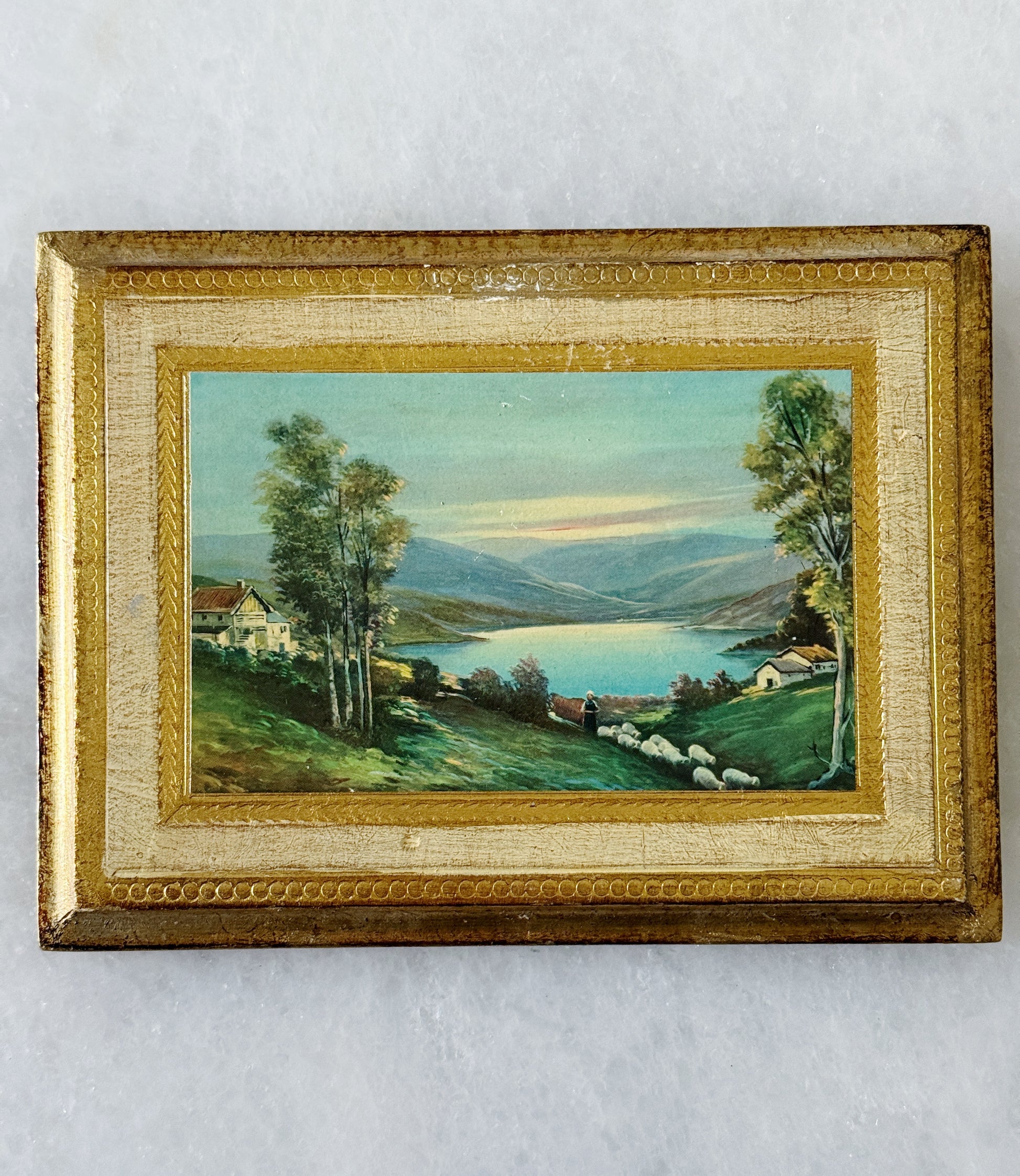 Vintage Italian Florentine Gilt Wood Landscape Plaques, Set of 3 | Framed Scenic Wall Art