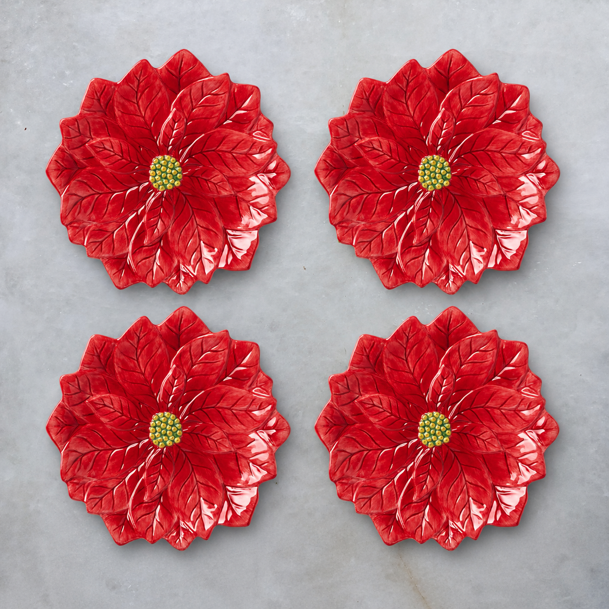 Poinsettia Dessert Plates – Set of 4