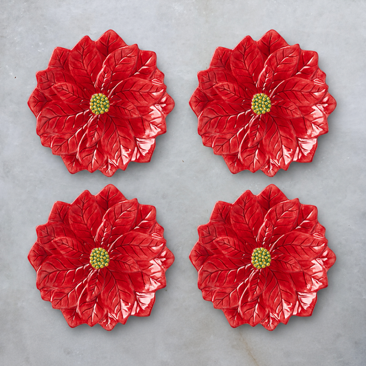 Poinsettia Dessert Plates – Set of 4