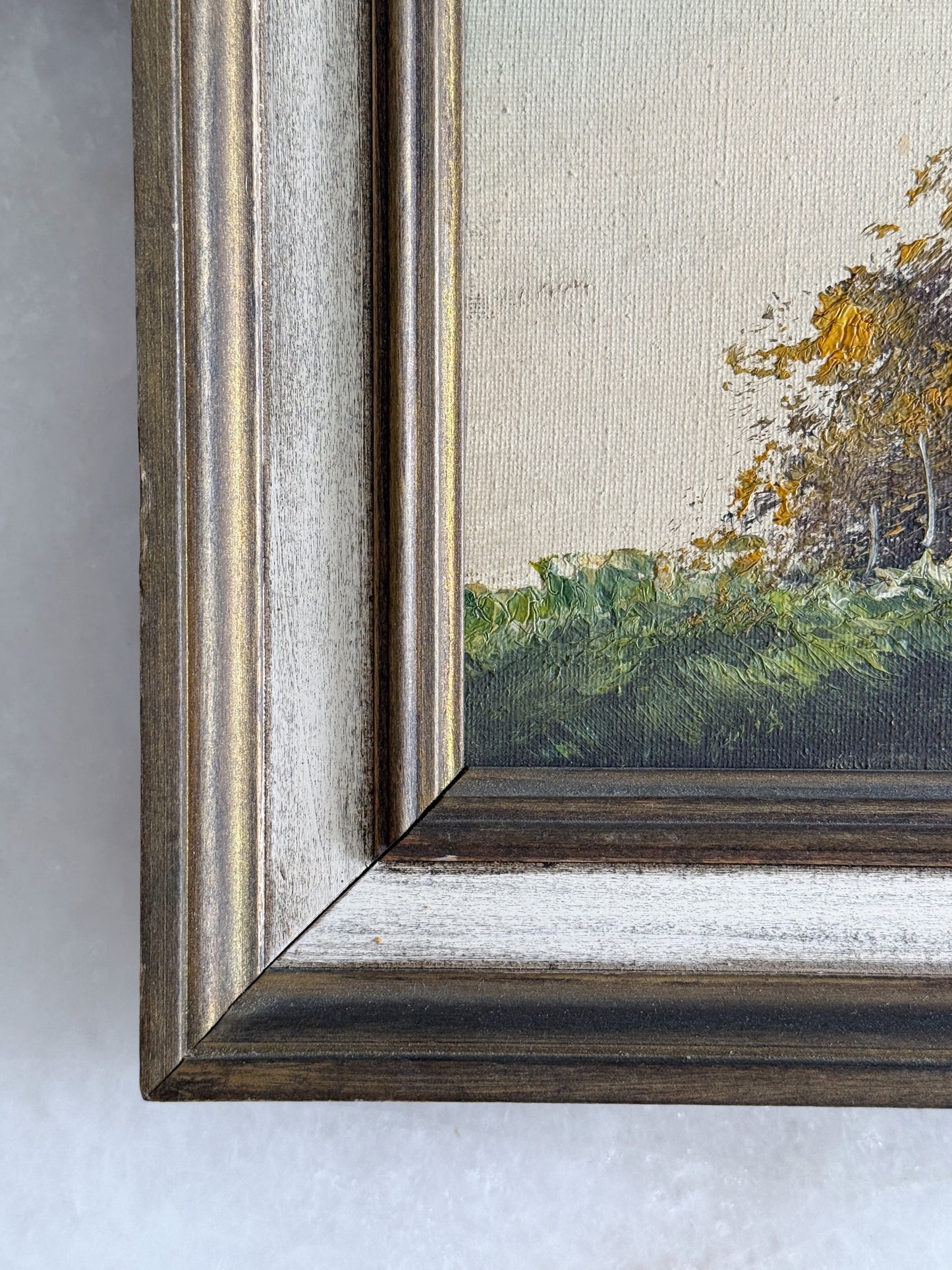 Vintage Framed Rustic Landscape Oil Painting