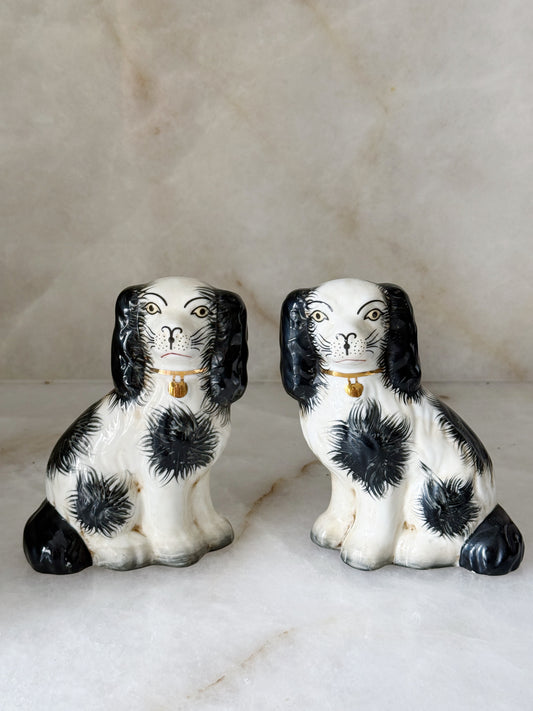 Black & White Staffordshire Dog Figurines – Pair | Traditional Decor