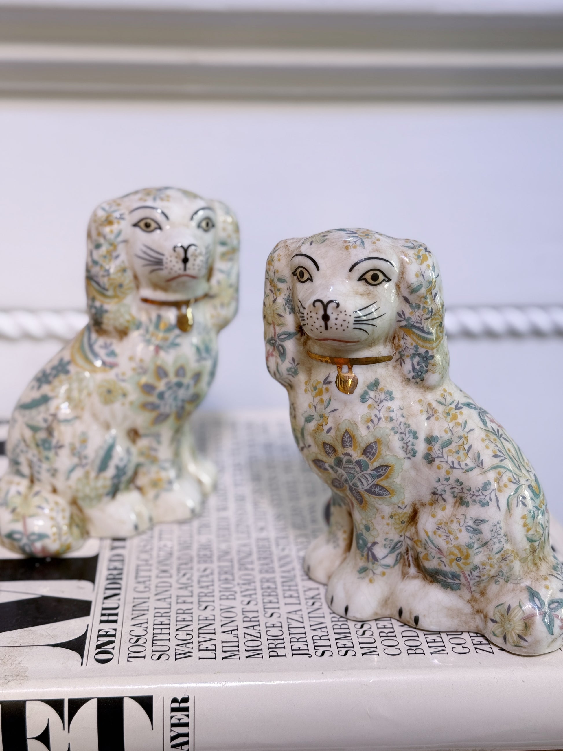 Set of Staffordshire Dogs - Floral Pattern