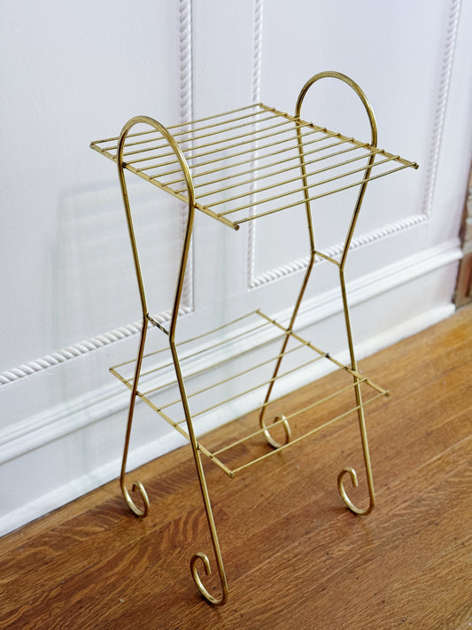 vintage Hollywood regency brass wire shelf