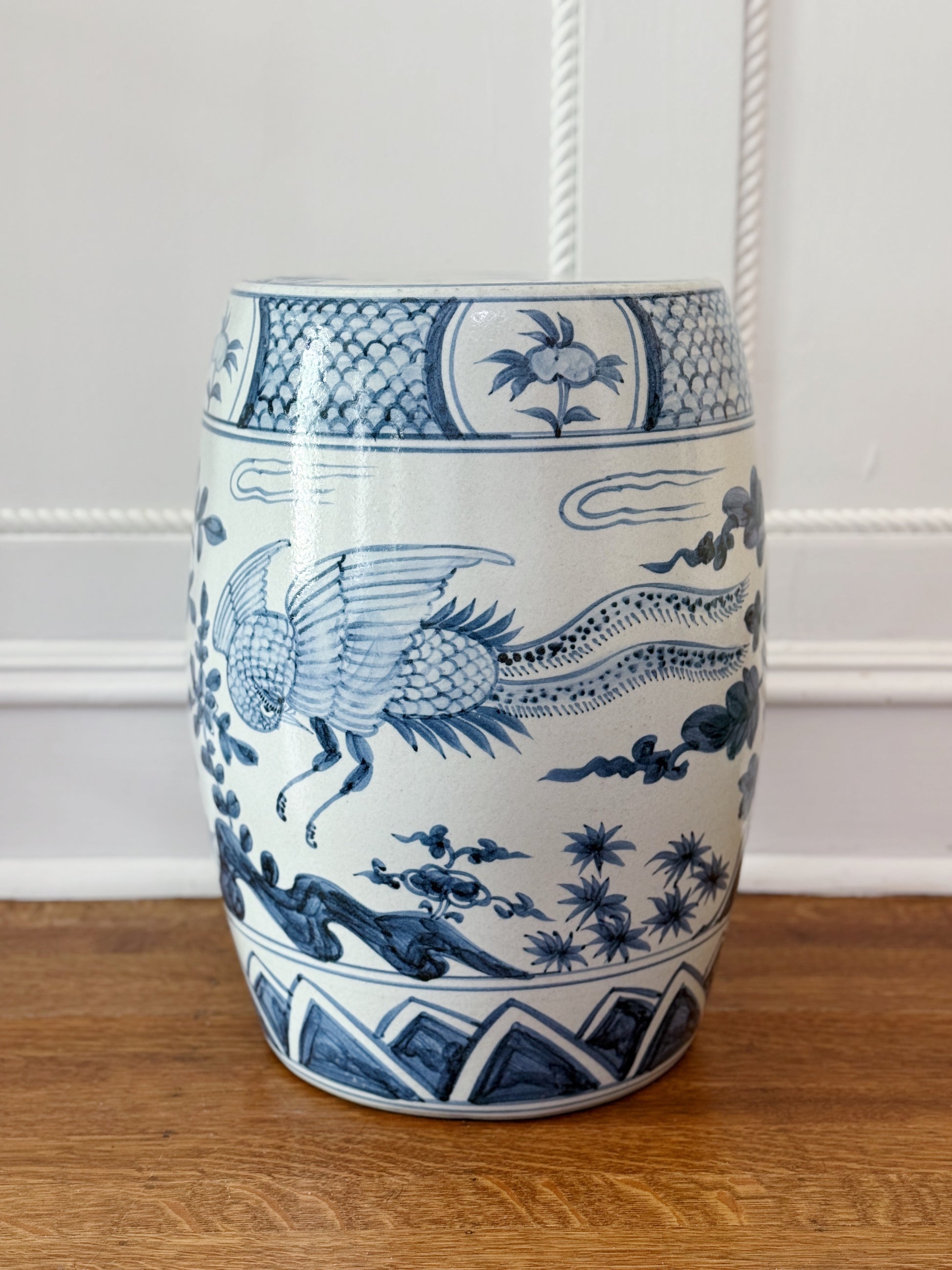 Blue & White Porcelain Pheasant Garden Seat