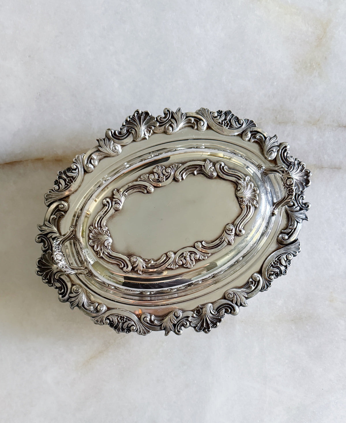 Vintage Ornate Silver-Plated Covered Serving Dish