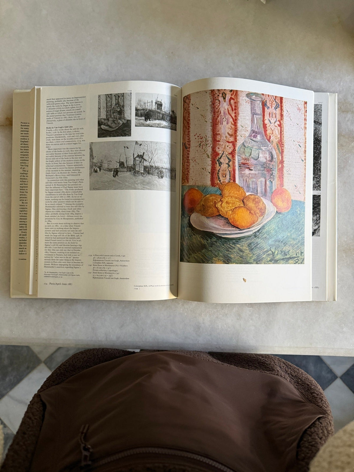 Interior page showing Van Gogh's still life with lemons and a carafe