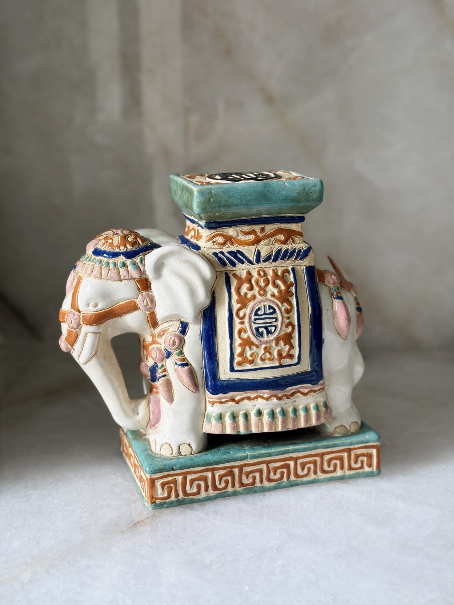 Vintage Ivory Elephant Plant Stand