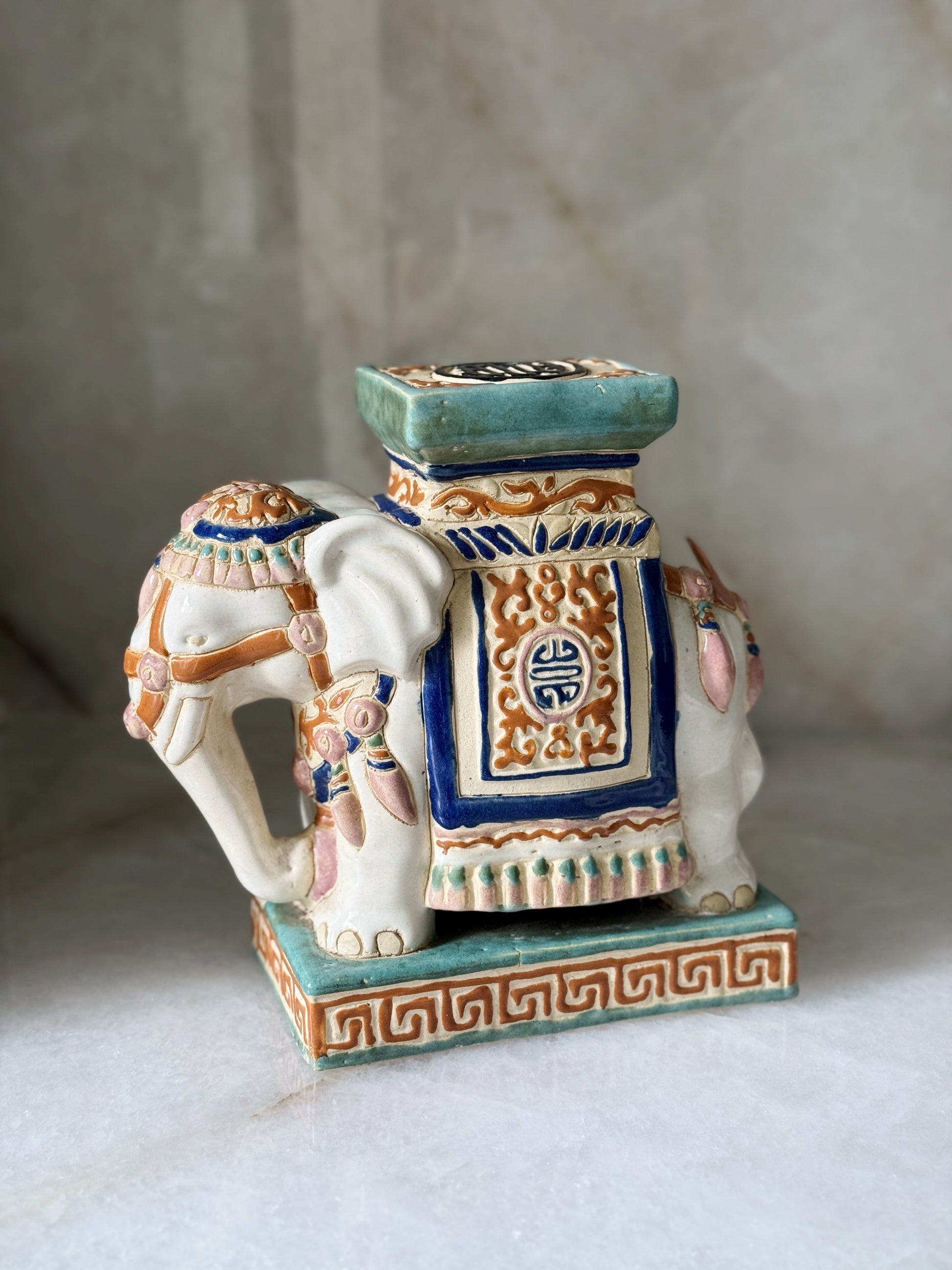 Vintage Ivory Elephant Plant Stand