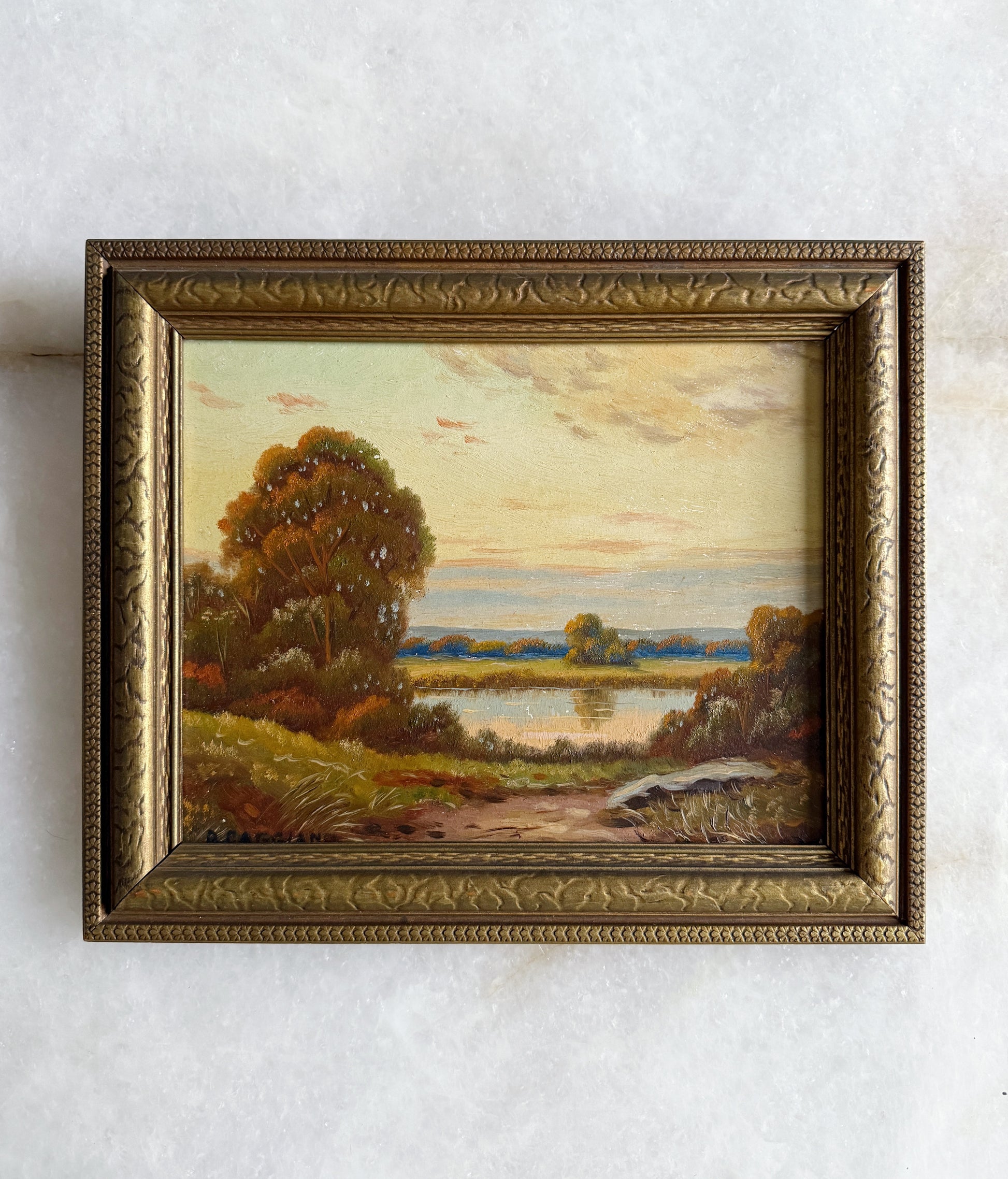 Vintage Framed Oil Painting, Rural Scene - Joseph Caggiano