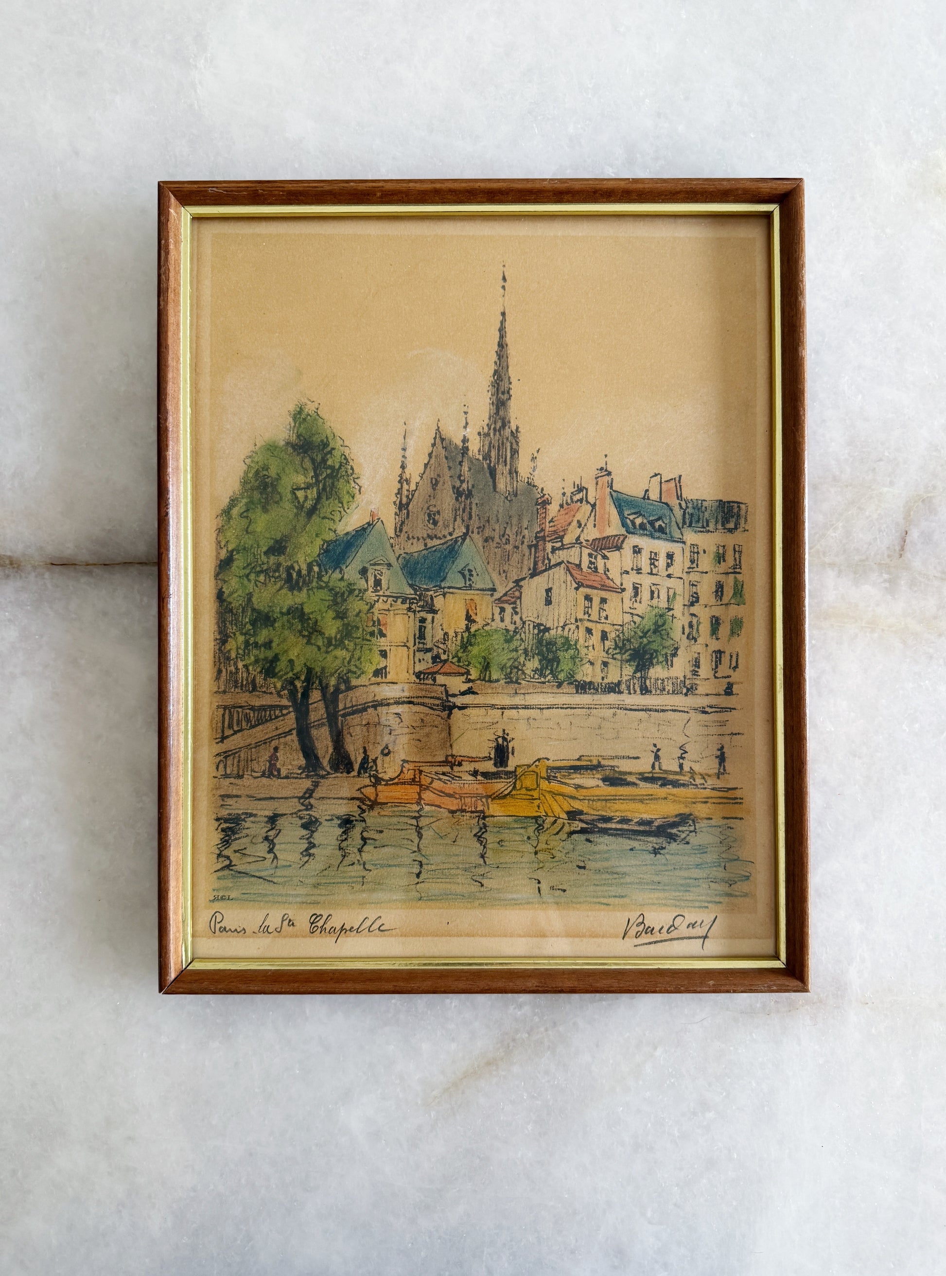 Vintage Framed Paris Architectural Etching