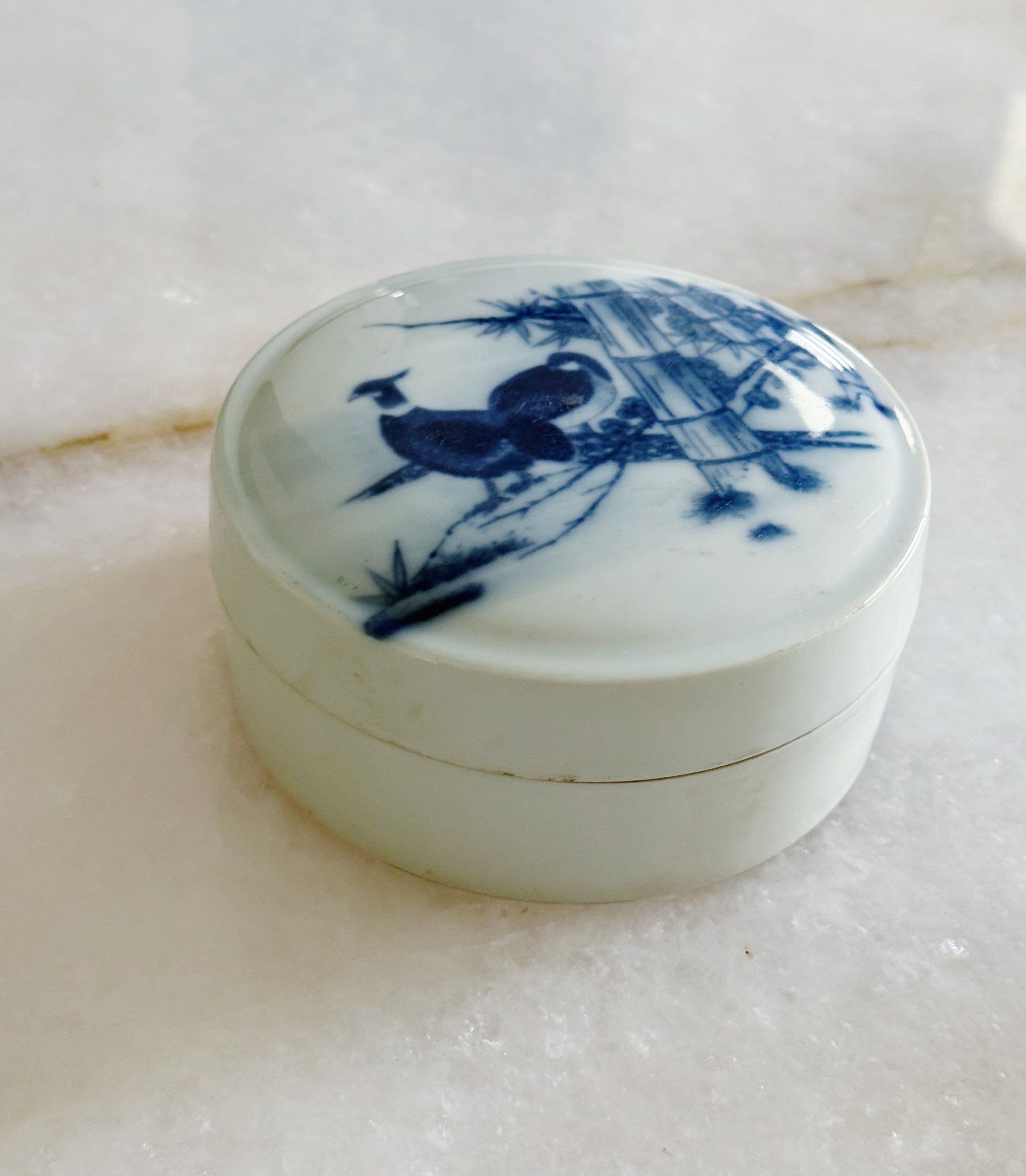 Blue & White Porcelain Pheasant Trinket Box