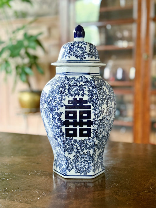 Vintage Blue & White Ginger Jar