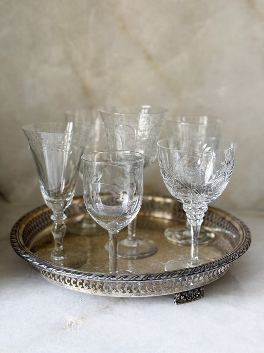 Set of Mix & Matched Vintage Wine Goblets