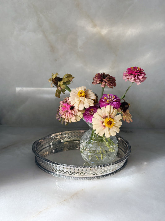 Vintage Silverplate Reticulated Edge Serving Tray