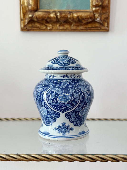 Blue & White Lidded Temple Jar