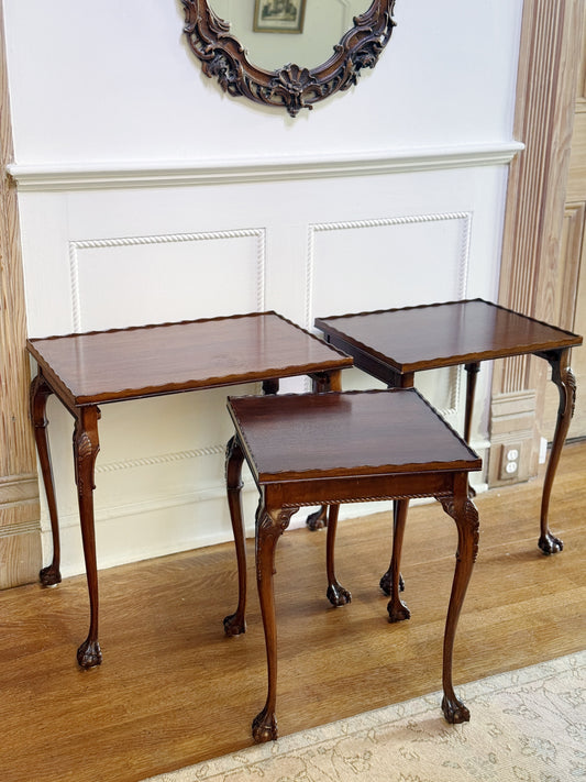 Antique mahogany nesting tables 
