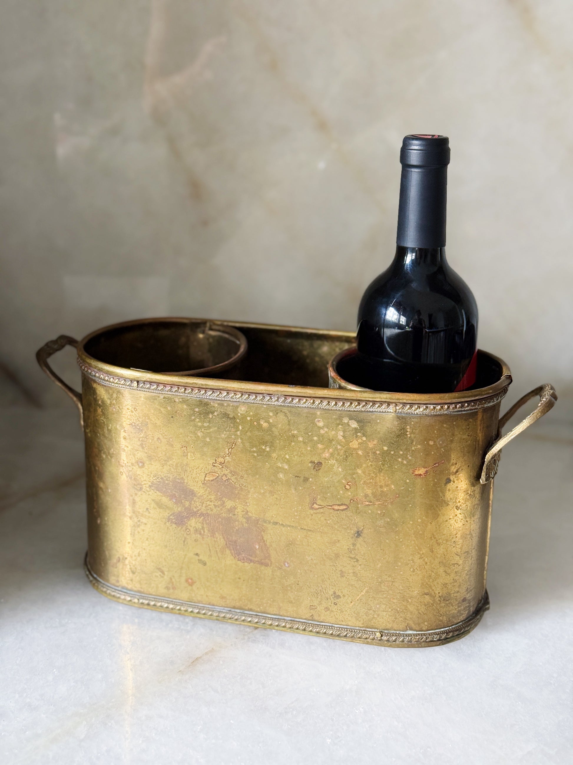 Vintage Brass Double Wine Chiller