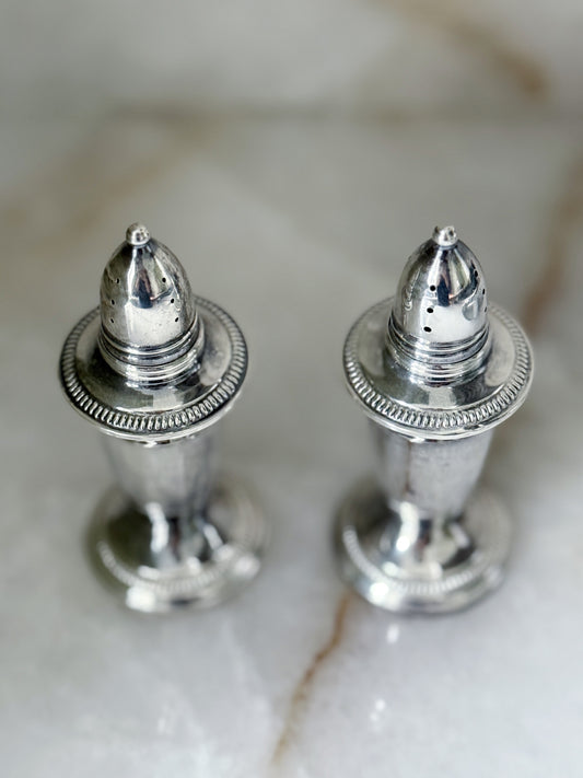 Vintage Sterling Silver Pagoda Style Salt & Pepper Shakers